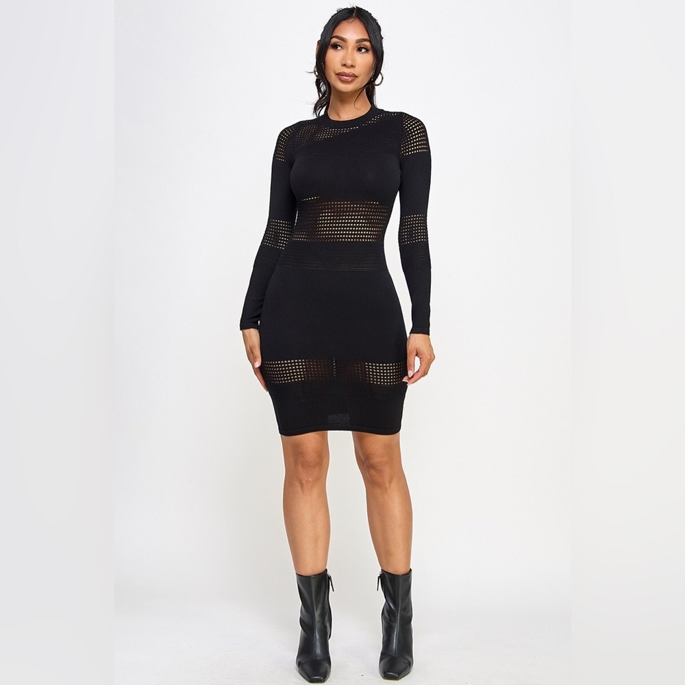 Black Sweater Cutout Sweater Dress - Picture 6 of 8
